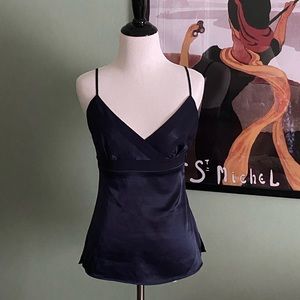 2000s Forever 21 Navy Woven Deep V Camisole Size Small